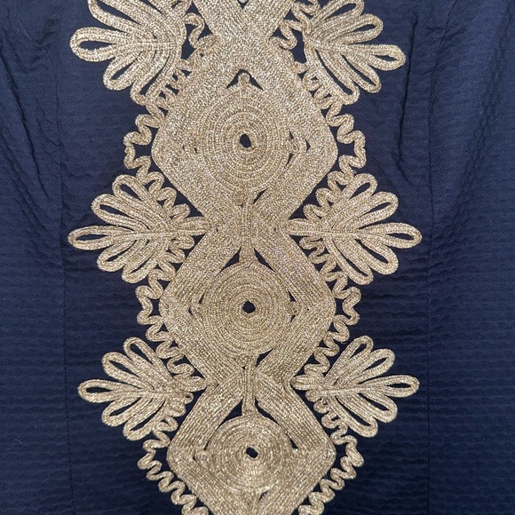 Lilly Pulitzer Junie Shift Dress - Navy Blue & Gold - Picture 2 of 7